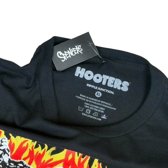 NWT Hooters Black Fiery Racing Graphic Men’s Cotton T-shirt Extra Large - Picture 6 of 8